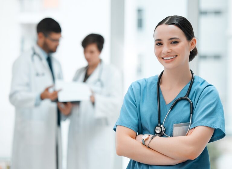 Arms,Crossed,,Healthcare,And,Portrait,Of,Nurse,In,Hospital,For